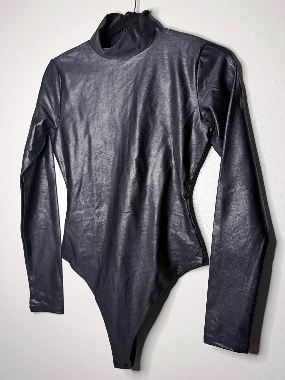 naked wardrobe Black Faux Leather Bodysuit
